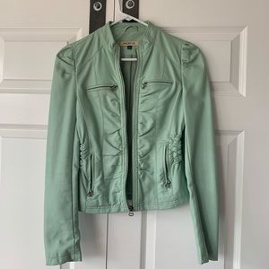 Sea-foam green leather jacket